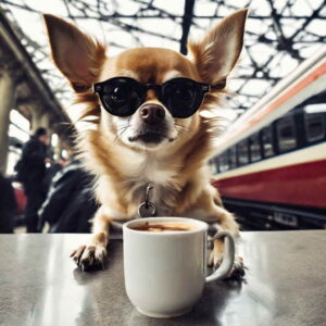 chihuahua meme face and coffee