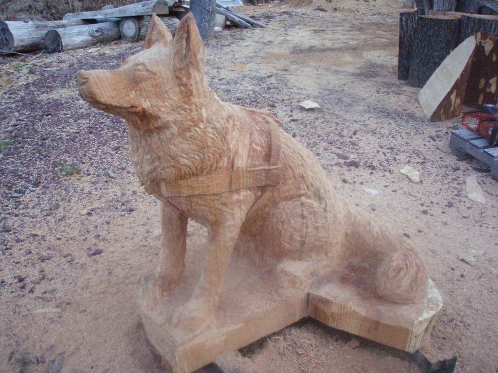 German Shepherd Wood Carving