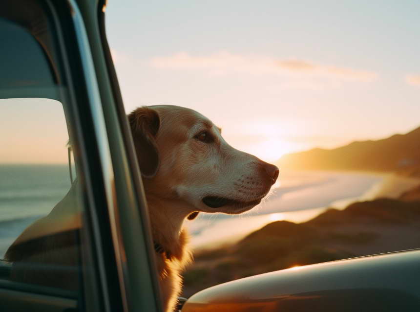 Car Traveling with Golden Retriever Pitbull Mix